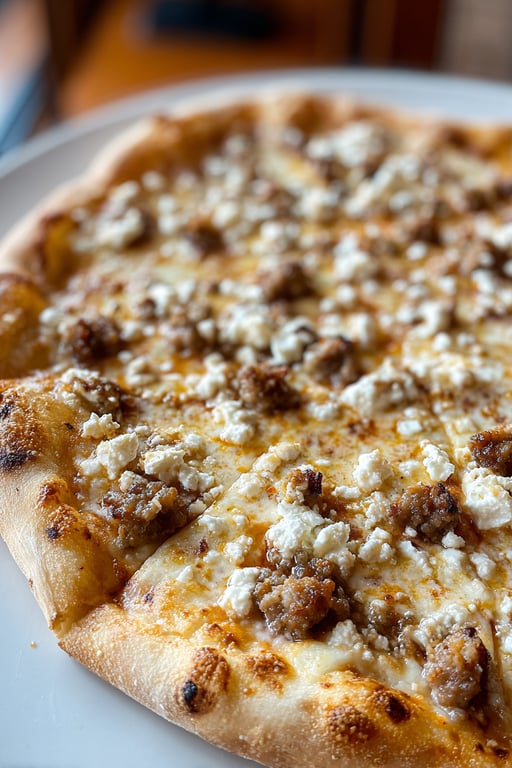 Hot Sausage Feta Honey Pizza (Serves 4)