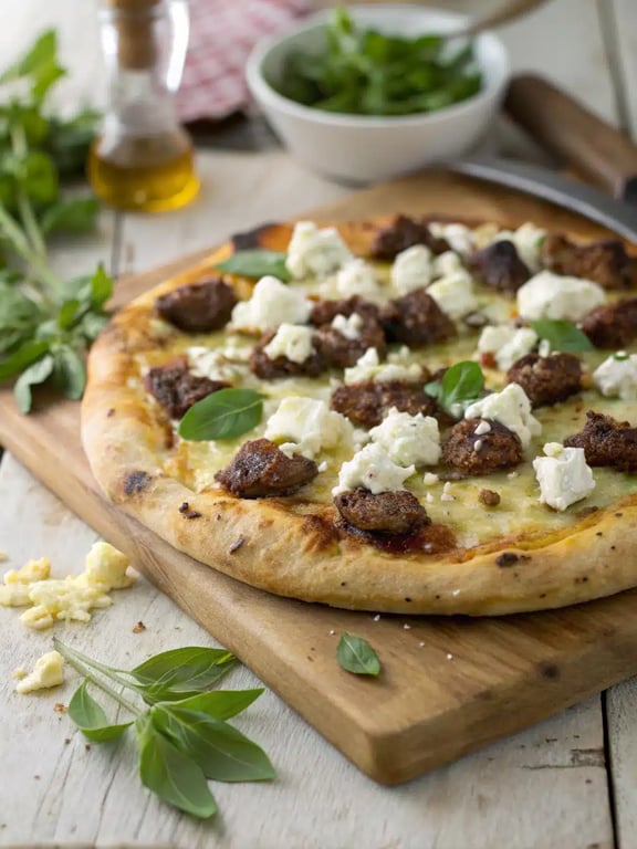 Pizza saucisse feta pour un retour aux sources facile