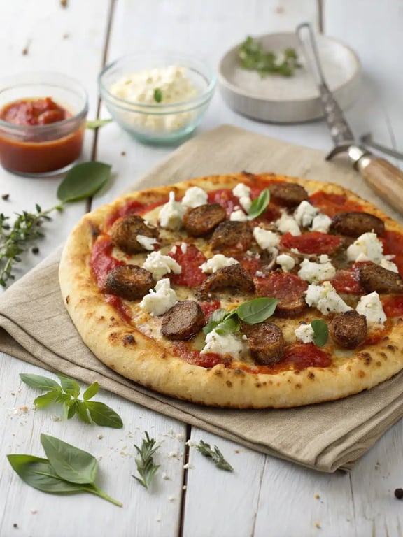 Pizza saucisse feta d'une fraîcheur irrésistible