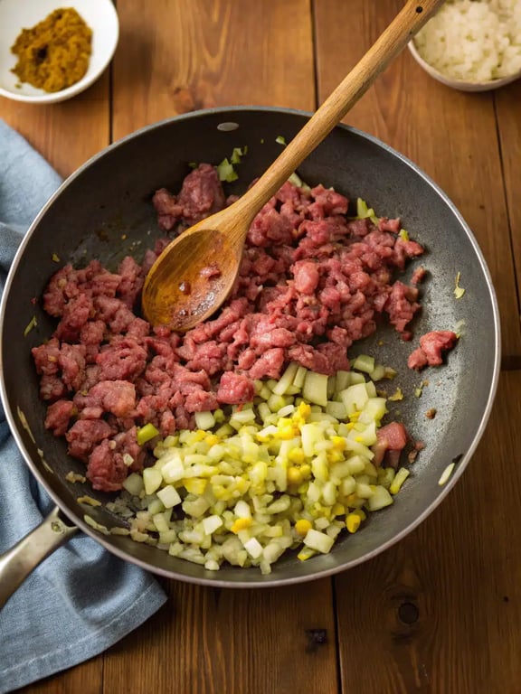 Step 2 for Amish casserole recipe — process in progress