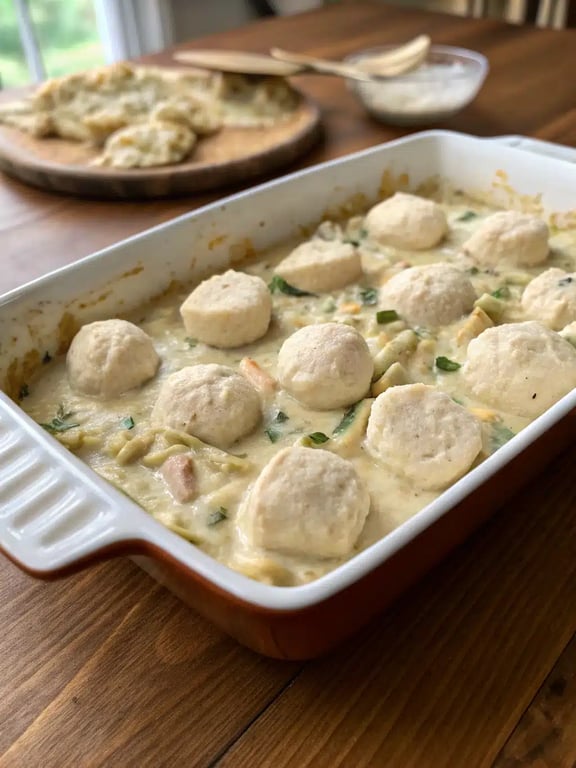 Final step for chicken cobbler recipe — plated and ready