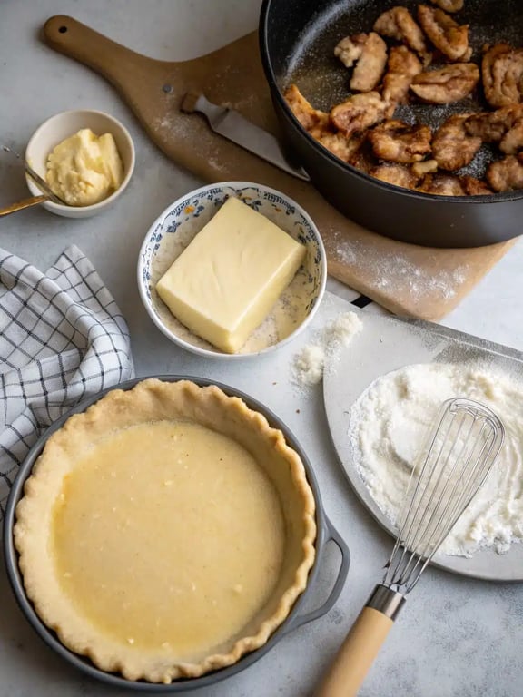 Step 2 for chicken pot pie — process in progress