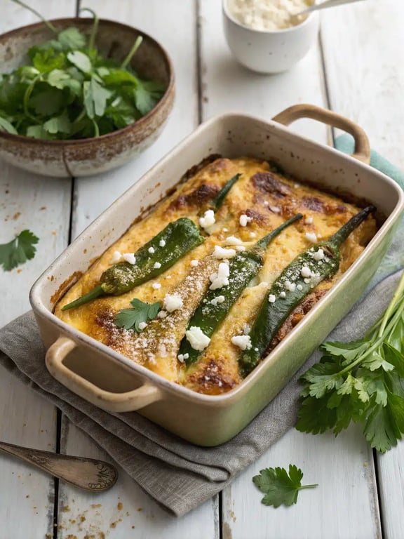 Gratin de chiles relleno réconfortant et nostalgique au fromage
