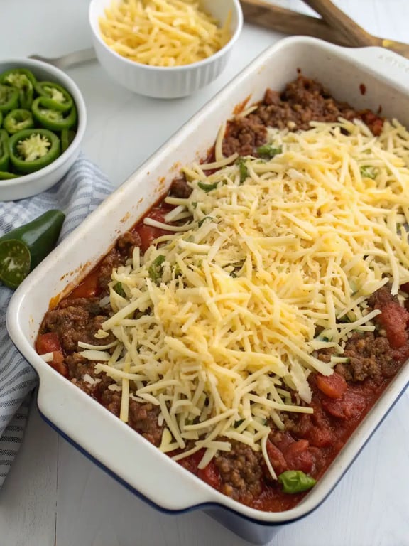 Final step for chile relleno casserole — plated and ready