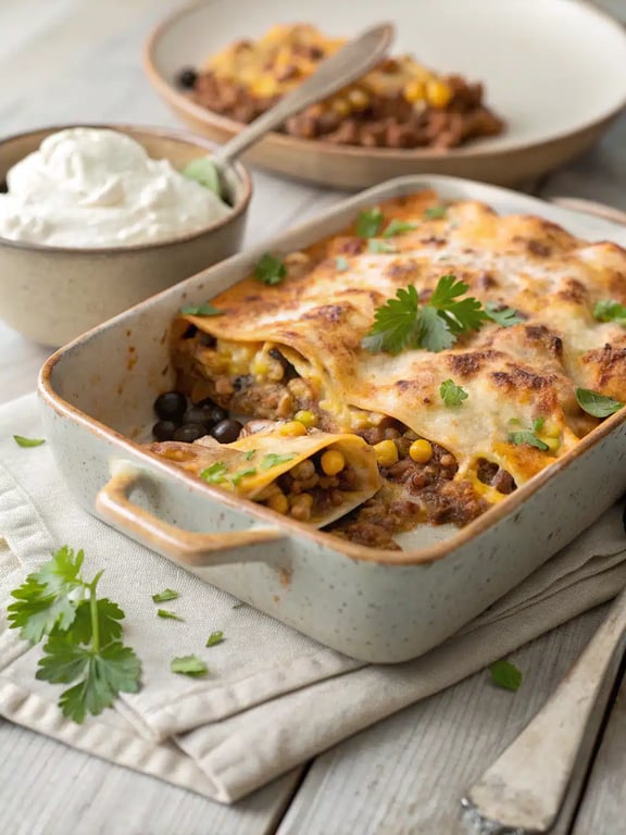 Casserole crémeuse de burritos à la fraîcheur intense