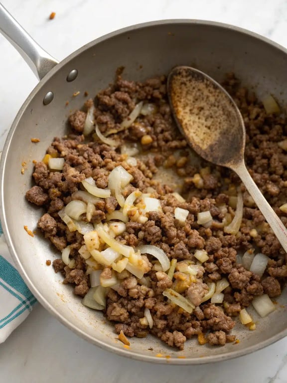 Step 2 for creamy burrito casserole — process in progress
