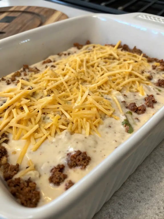 Final step for creamy burrito casserole — plated and ready