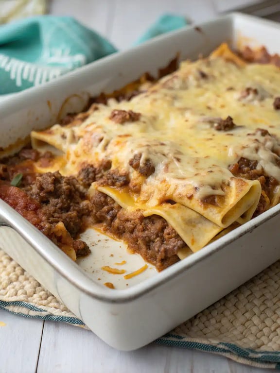 creamy burrito casserole served with fresh toppings and sides