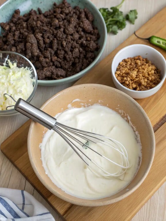 Step 4 for low carb taco casserole — texture check