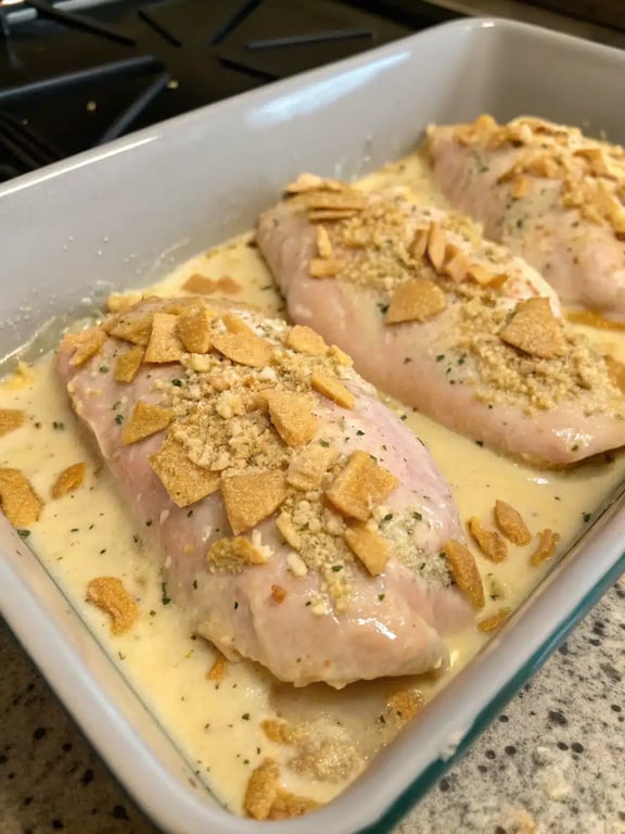 Final step for Million Dollar Chicken — plated and ready