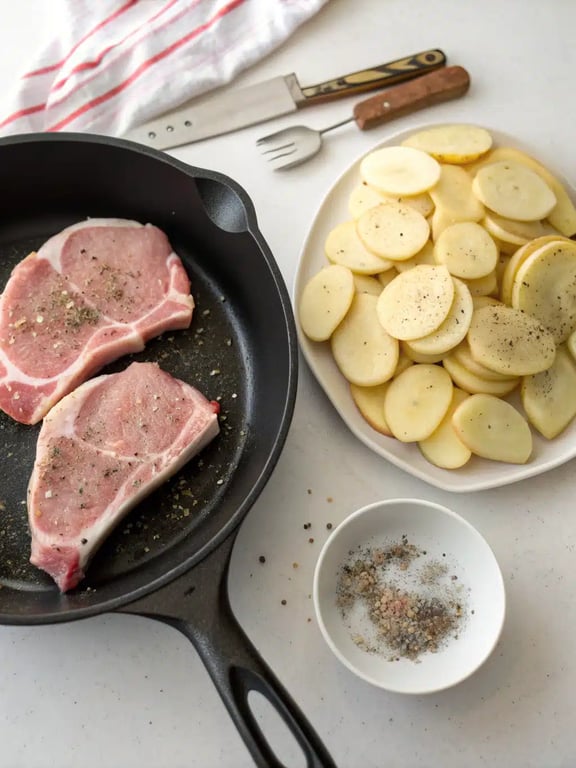 Step 2 for beef chop casserole — process in progress