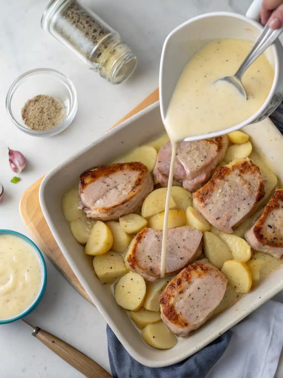 Step 4 for beef chop casserole — texture check