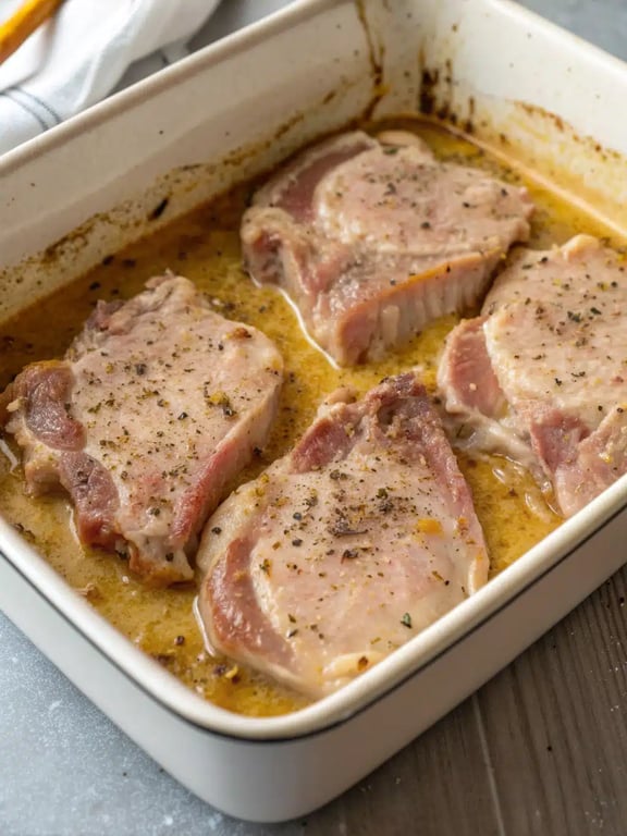 beef chop casserole plated with green beans and salad