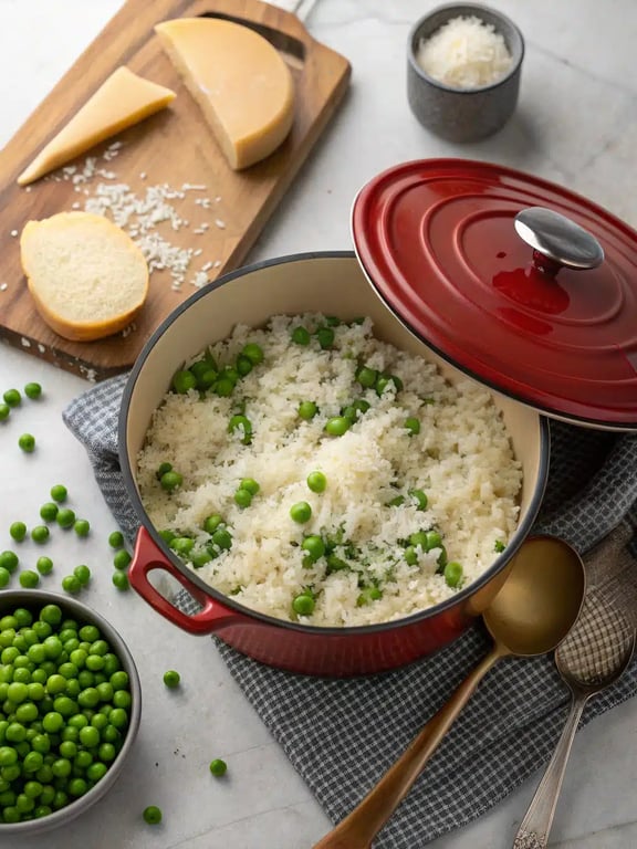 The final vegetarian rice casserole, fluffed with a fork and ready to be served
