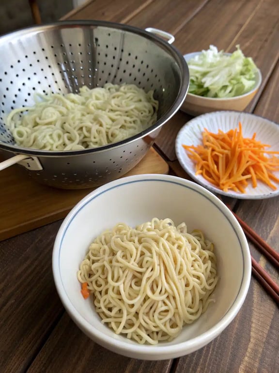 Step 2 for Asian ramen noodle salad — whisking the dressing in a bowl