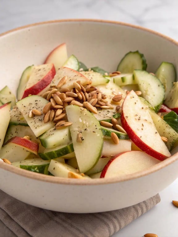 cucumber apple salad recipe plated beautifully as a side dish