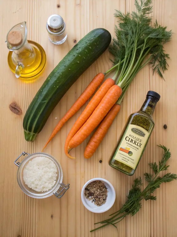 cucumber carrot salad ingredients cucumber carrot salad ingredients arranged on the counter