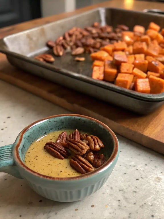Step 4 for harvest salad recipe — texture check