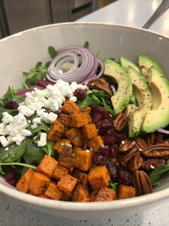 Final step for harvest salad recipe — plated and ready