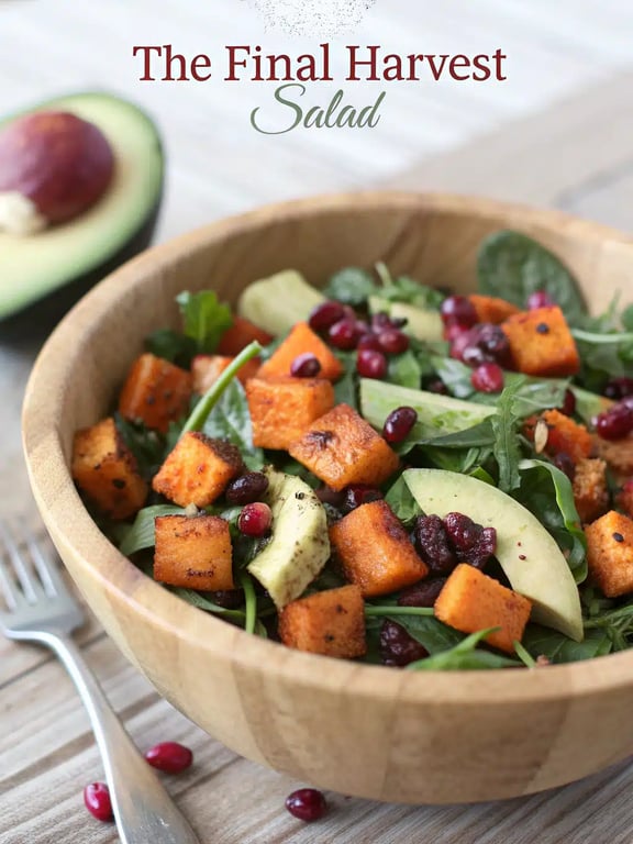 harvest salad recipe beautifully plated with serving suggestions