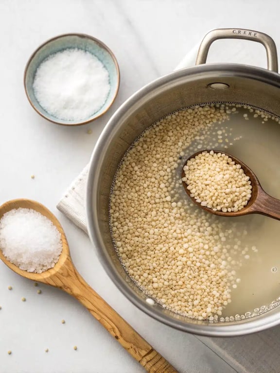 Step 2 for quinoa salad recipe — process in progress