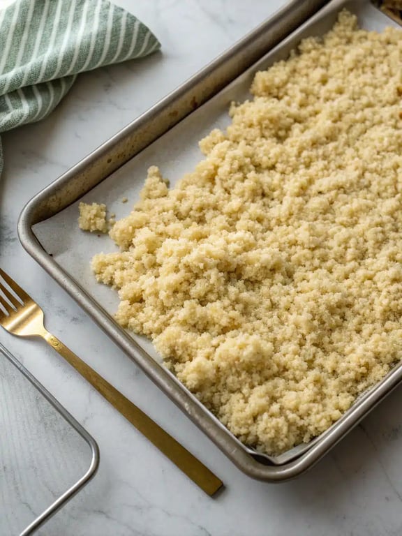 Step 4 for quinoa salad recipe — texture check