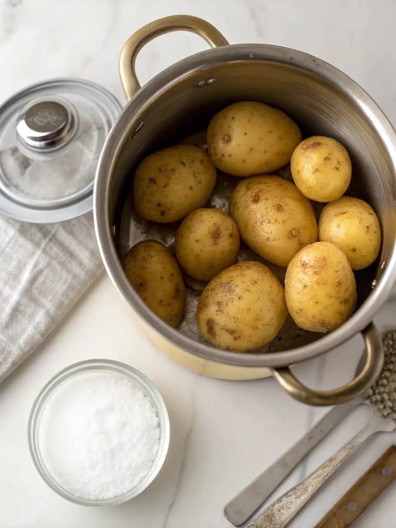 Whisking the tangy vinegar and mustard dressing for salt vinegar potato salad in a bowl