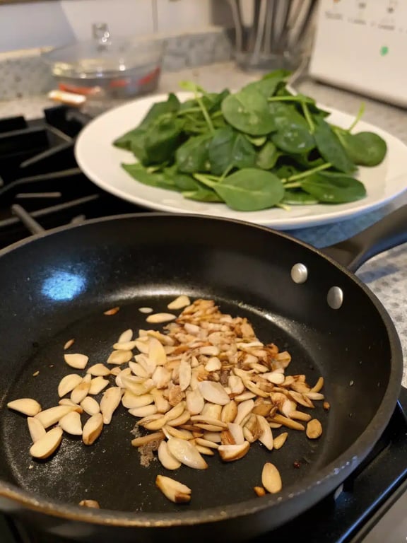 Final step for spinach mandarin salad — beautifully plated and ready to eat
