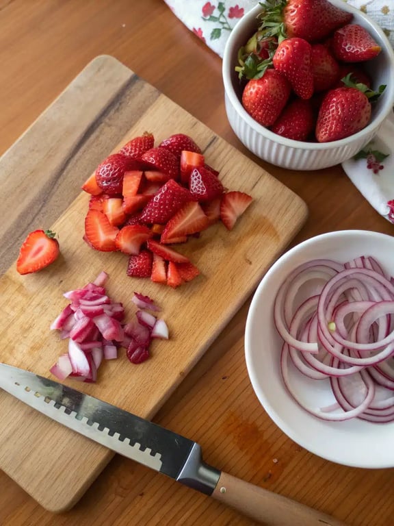 Toasting sliced almonds in a skillet for the strawberry spinach salad
