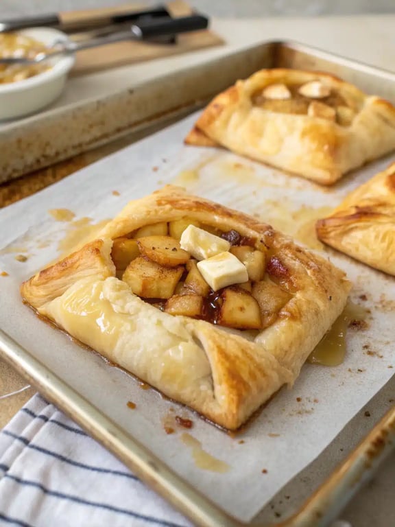 Final step for apple brie puff pastry — plated and ready