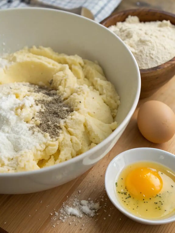 Step 4 for crispy potato balls — texture check
