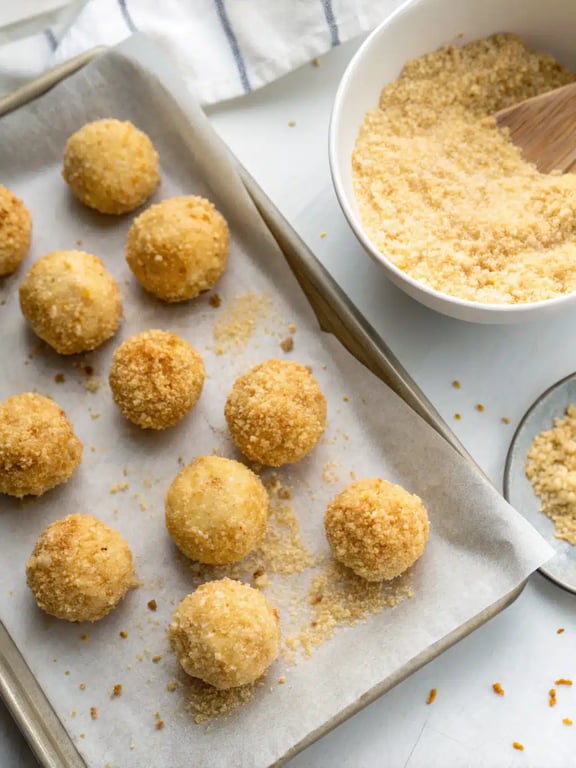Final step for crispy potato balls — plated and ready