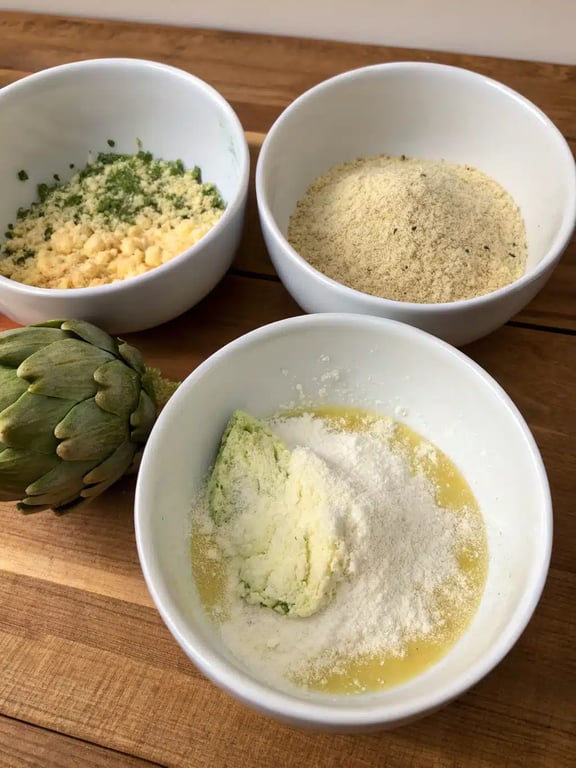 Heating oil for frying crunchy artichoke hearts Step 4 for crunchy artichoke hearts showing oil in a skillet with a thermometer reading 350 degrees Fahrenheit.