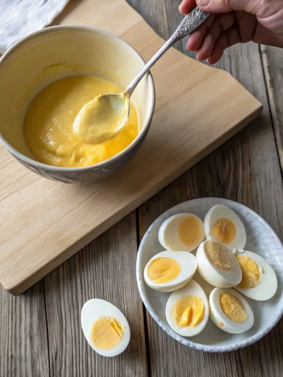 Final step for deviled eggs recipe — a beautiful platter of garnished deviled eggs ready to serve