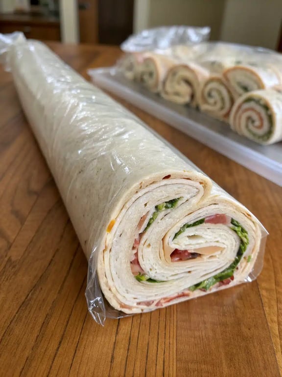 Final step for Italian pinwheel sandwiches — plated and ready
