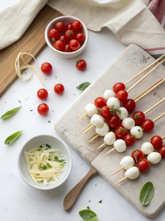 Step 4 for mini caprese skewers — texture check