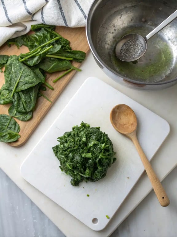 Step 2 for spinach artichoke wontons — process in progress