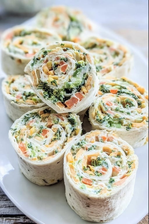 Vegan Veggie Pinwheels with Broccoli and Carrots