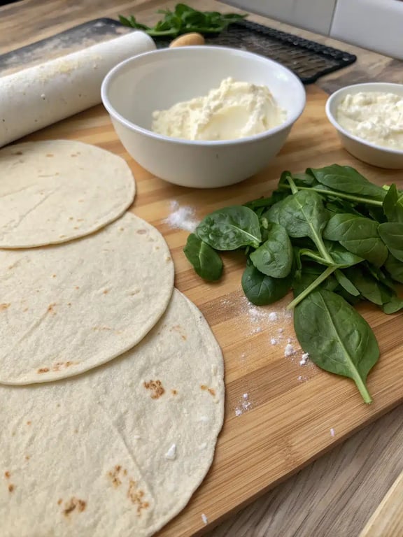 Step 2 for vegan pinwheel appetizers — process in progress