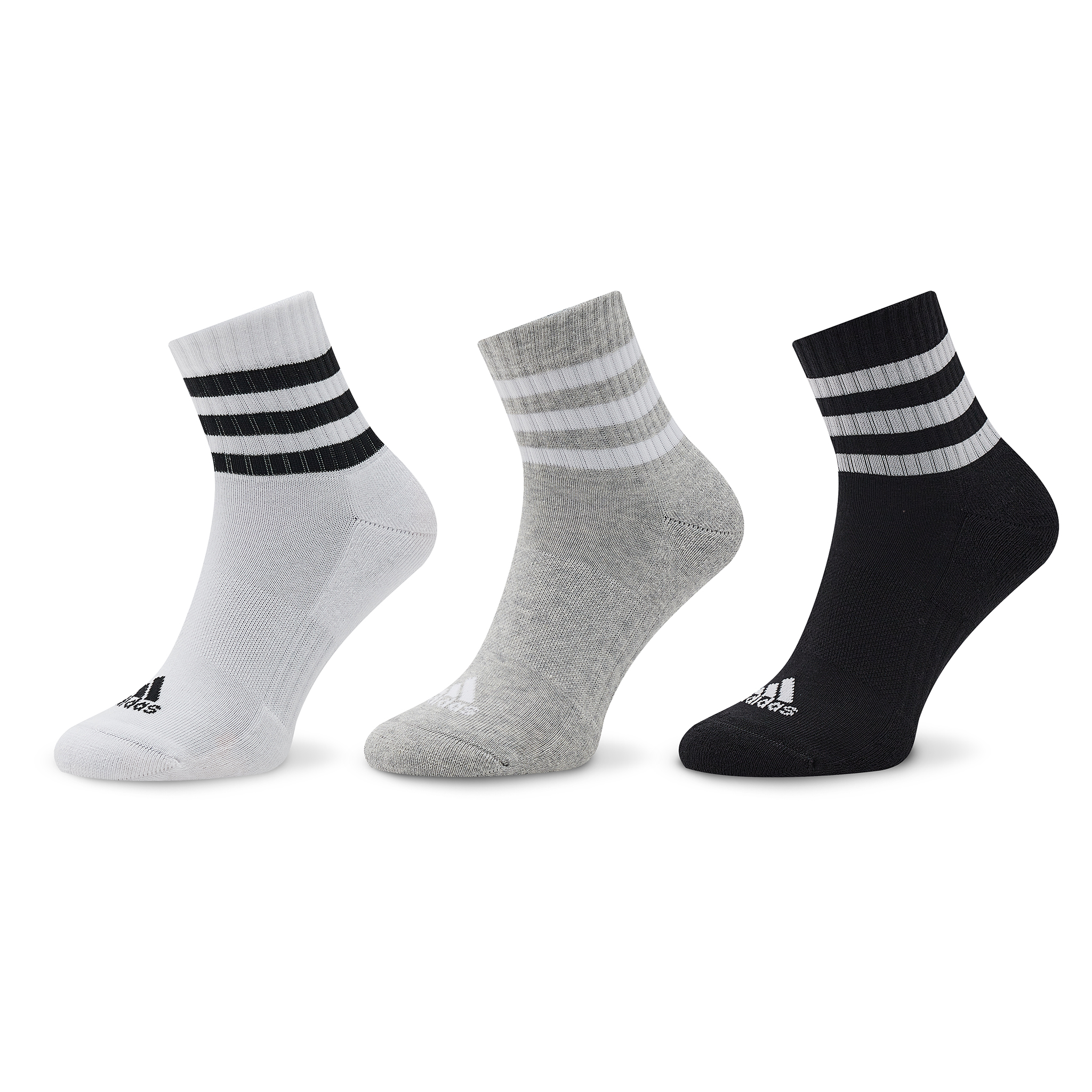 adidas Performance 3-Stripes Cushioned Sportswear Mid-Cut Socks 3 Pairs IC1318 Szary