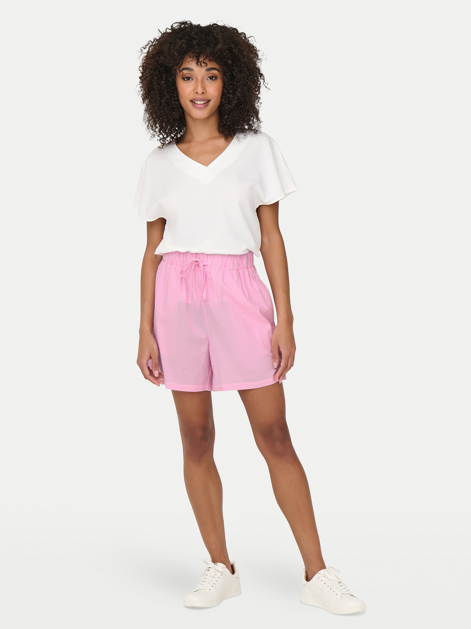 Spodenki ONLY 15347659-BONBON-CLOUD-DANCER Czerwony