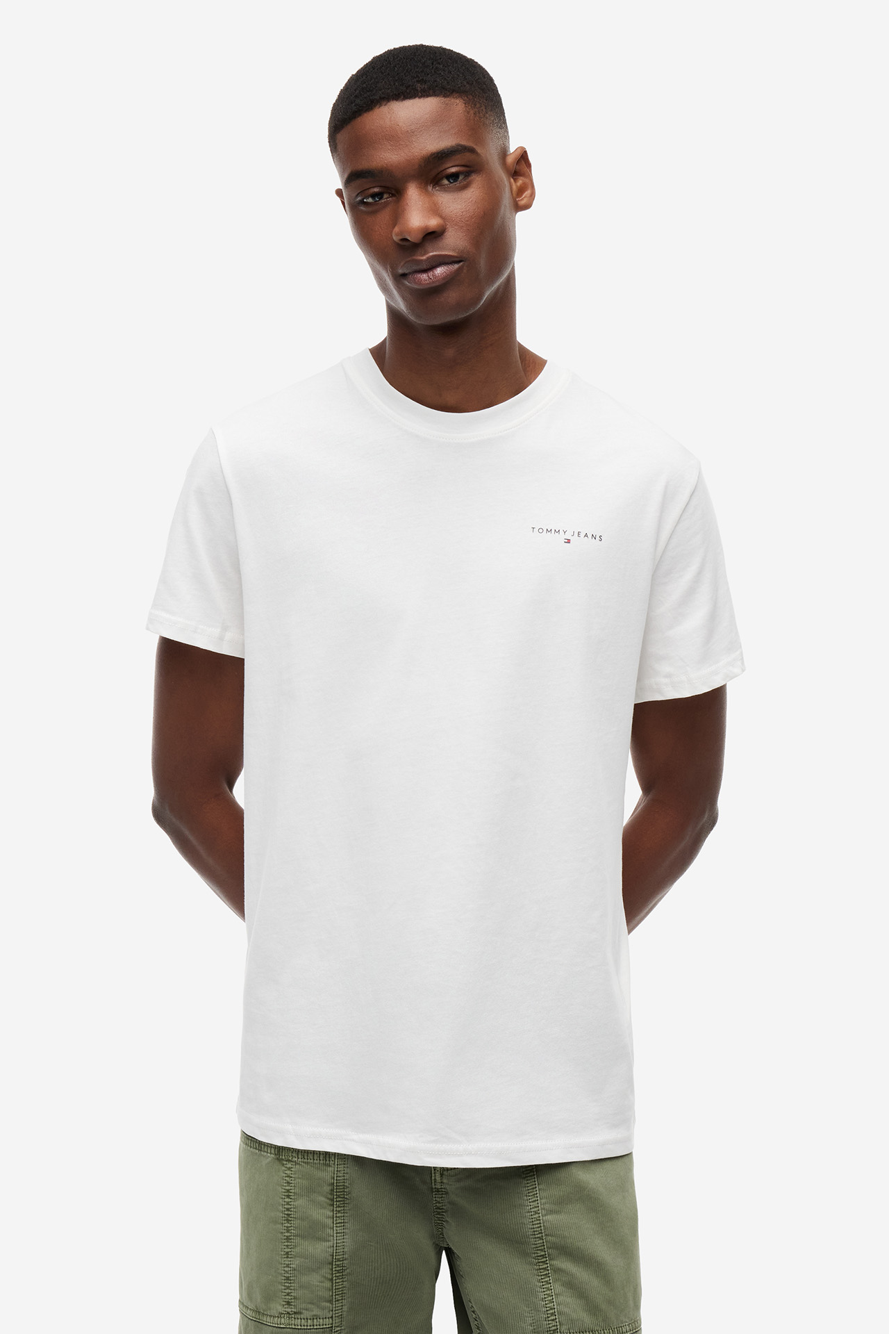 T-shirt Tommy Jeans Linear Chest DM0DM21780 Kremowy