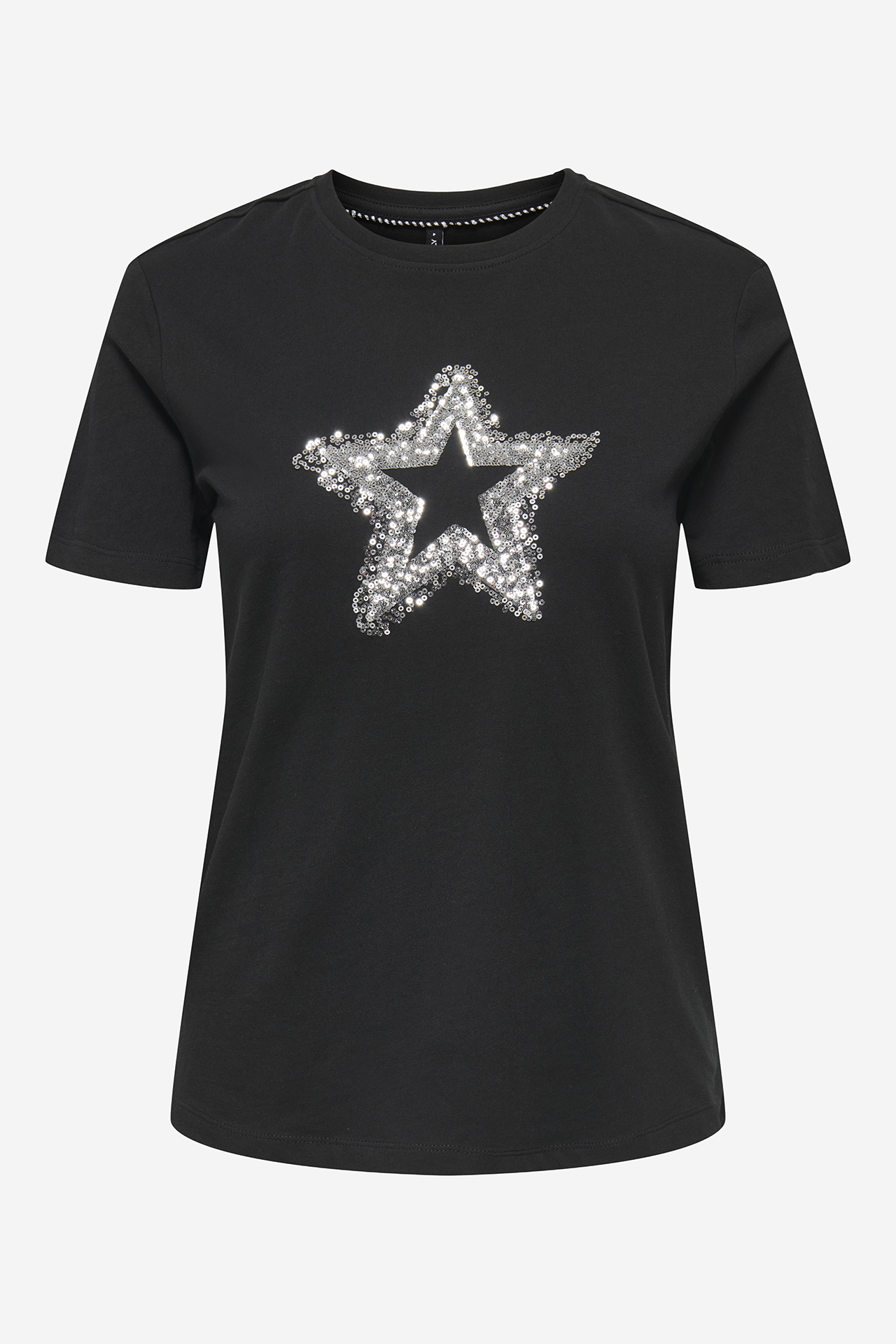 T-shirt ONLY 15357554-BLACK-W-SEQUINS-STAR Czarny