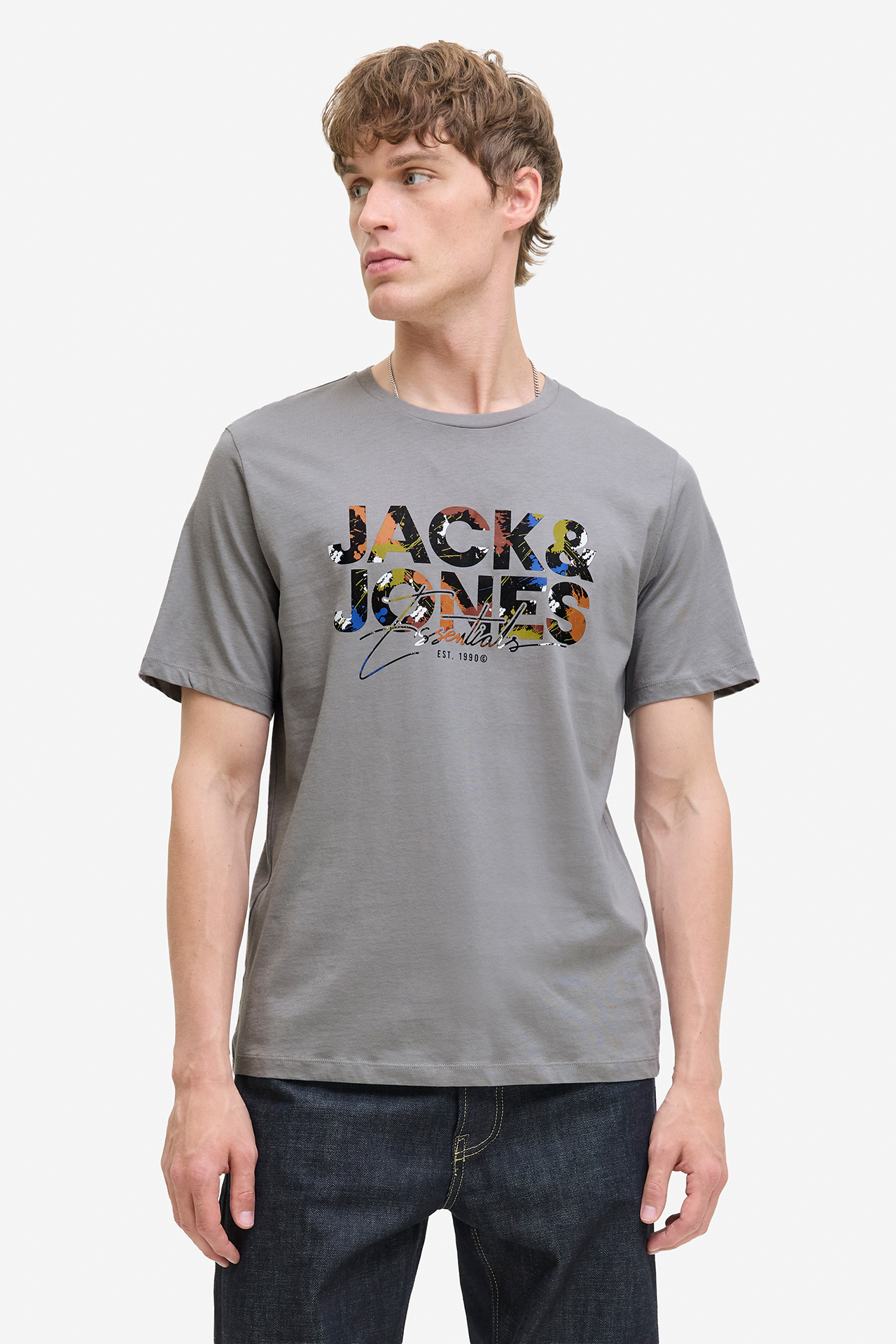 T-shirt JACK&JONES Geplas 12278523 Szary
