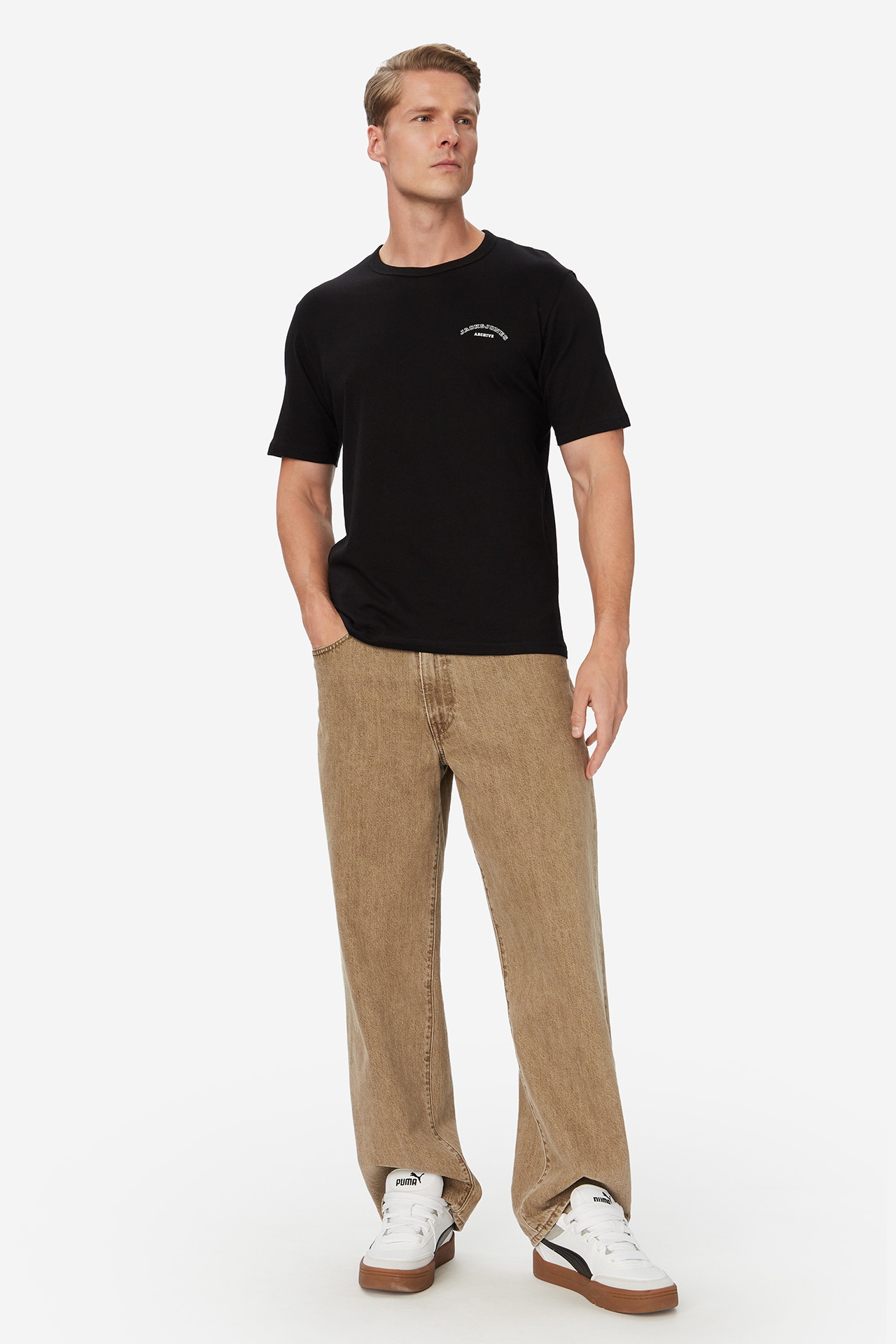 T-shirt JACK&JONES 12288105-BLACK Czarny