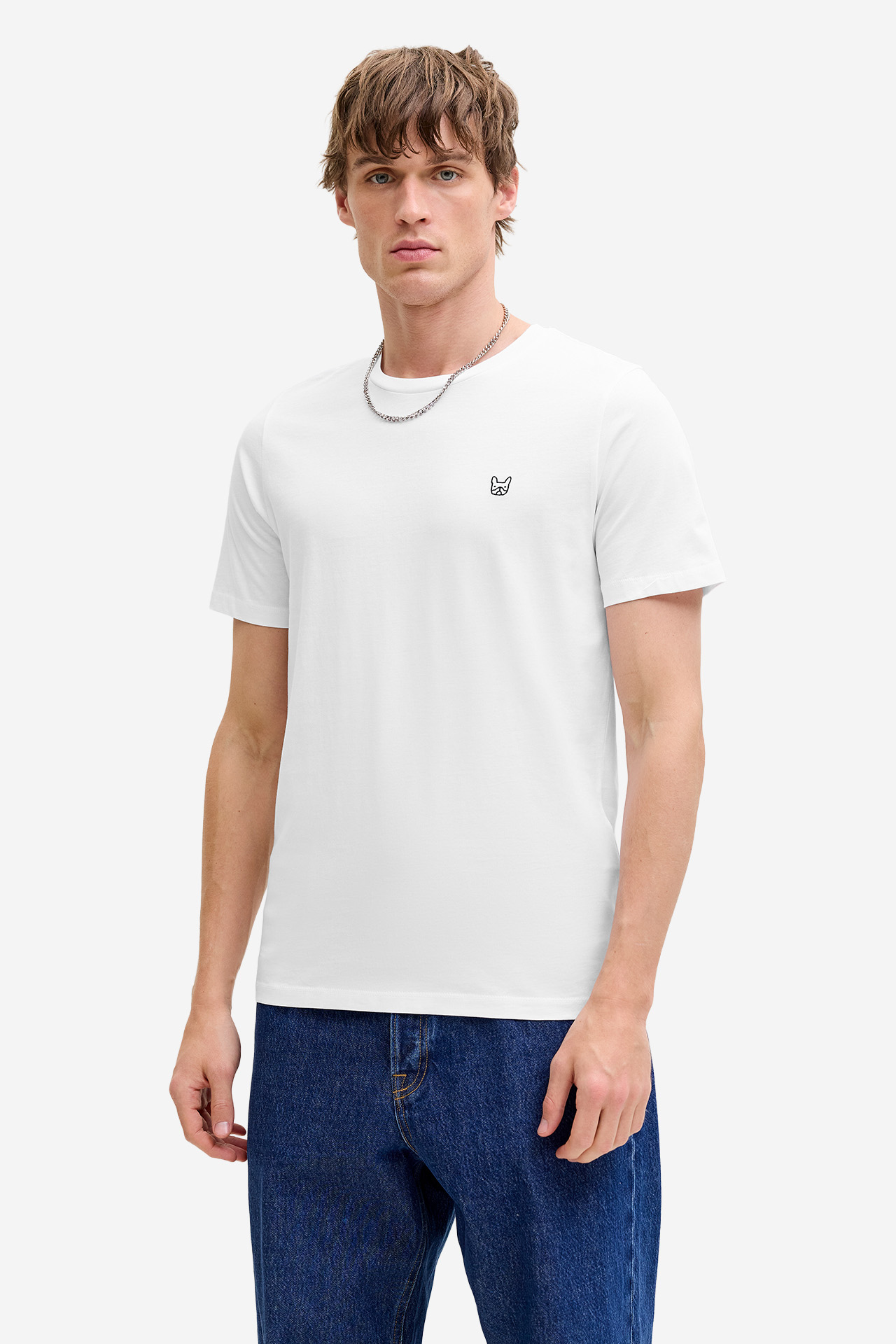 JACK & JONES 12164931-WHITE-SLIM-BLACK-EMB MIX