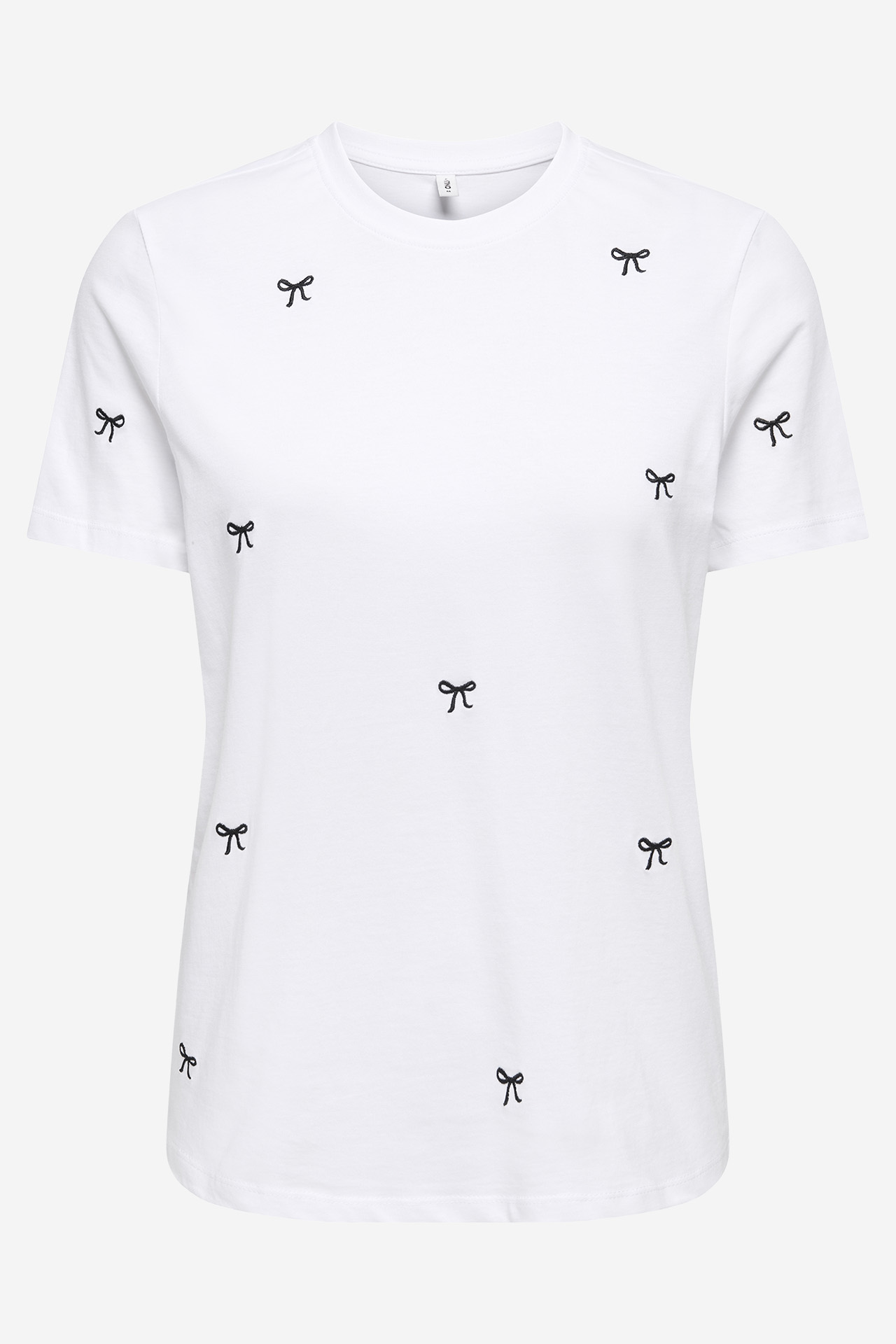 T-shirt ONLY 15288473-BRIGHT-WHITE-TRUE-BLACK-BOWS Biały