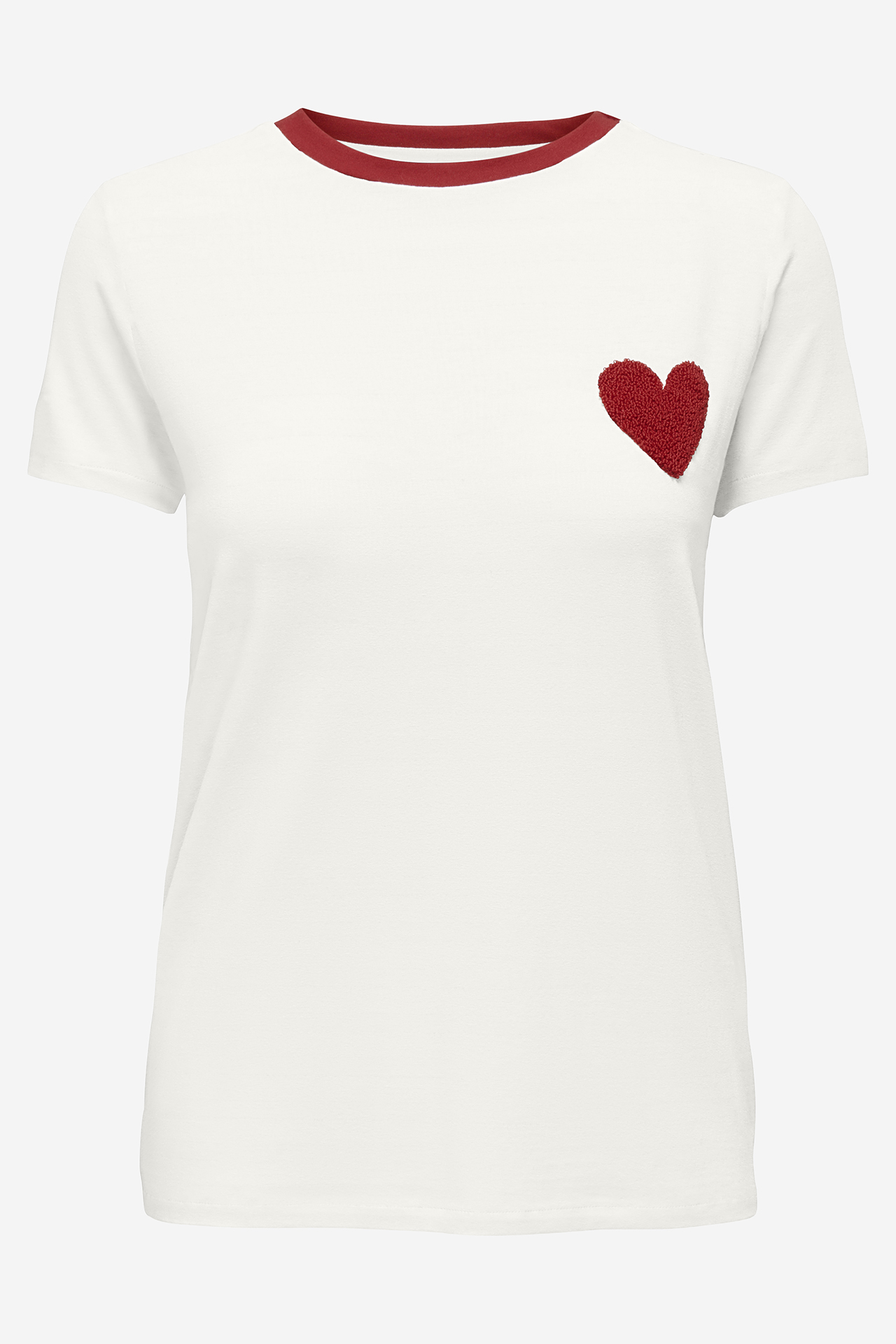 T-shirt ONLY 15318959-CLOUD-DANCER-RED-HEART Biały