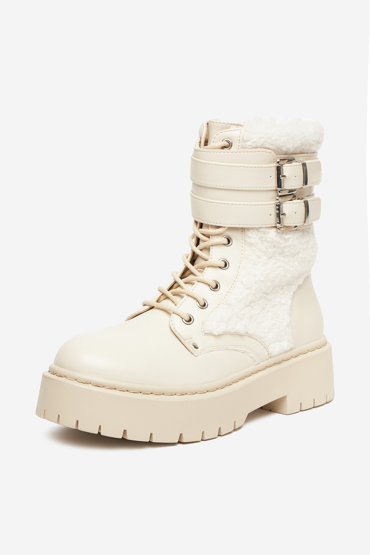 Gležnjarji z vezalkami Krem