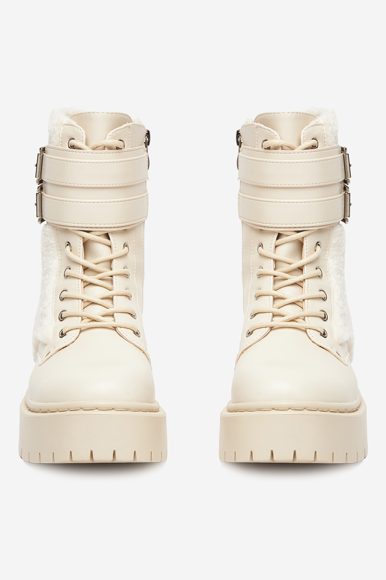 Gležnjarji z vezalkami Krem